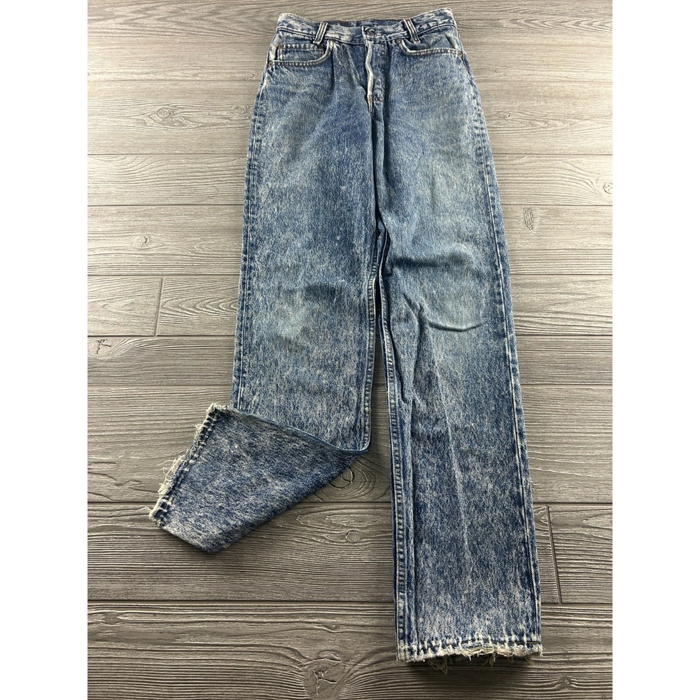 VTG Levis 701 Student Button Fly Denim Acid Wash Blue Jeans USA Made 26x28